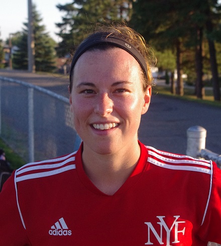 SC Italia - New York Fries striker Roxanne Seguin scored three times in a span of some ten minutes, as her team improved to 12-0-0 with a 3-0 win over second place Integrated Benefit Services